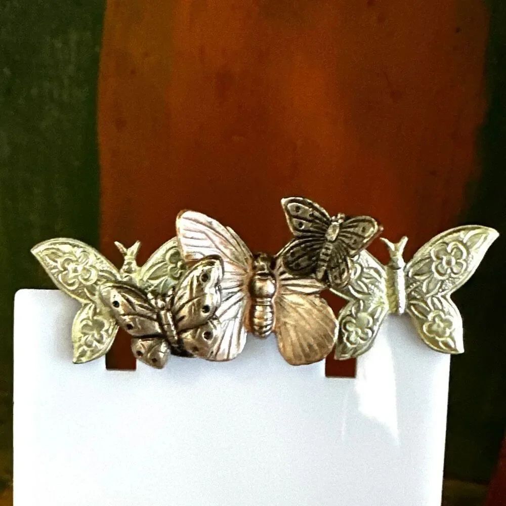 Vintage Mixed Metal Butterfly Garden Brooch